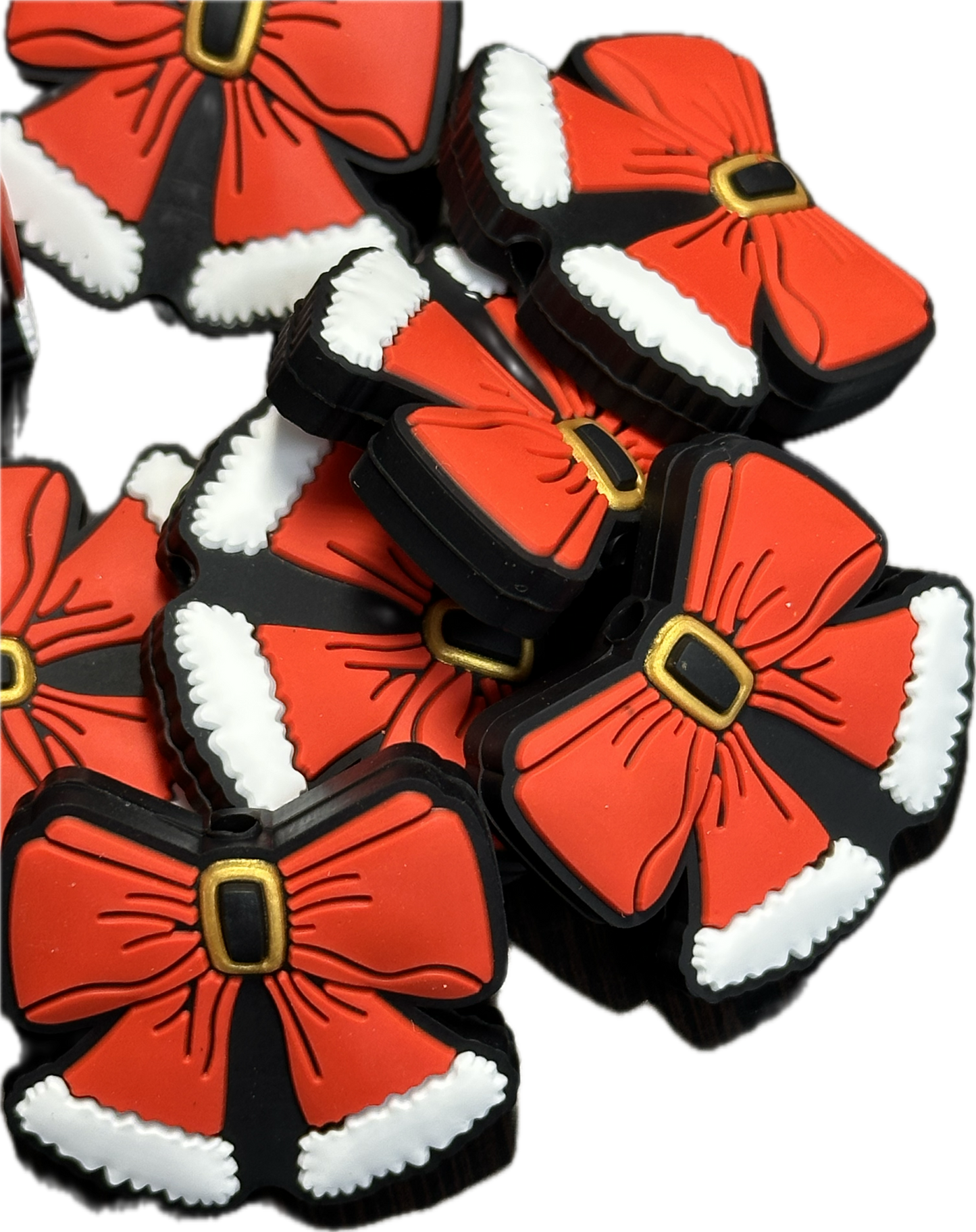 Christmas bow focal bead/ Silicone  bead/ keychain bead/ Santa suit bow