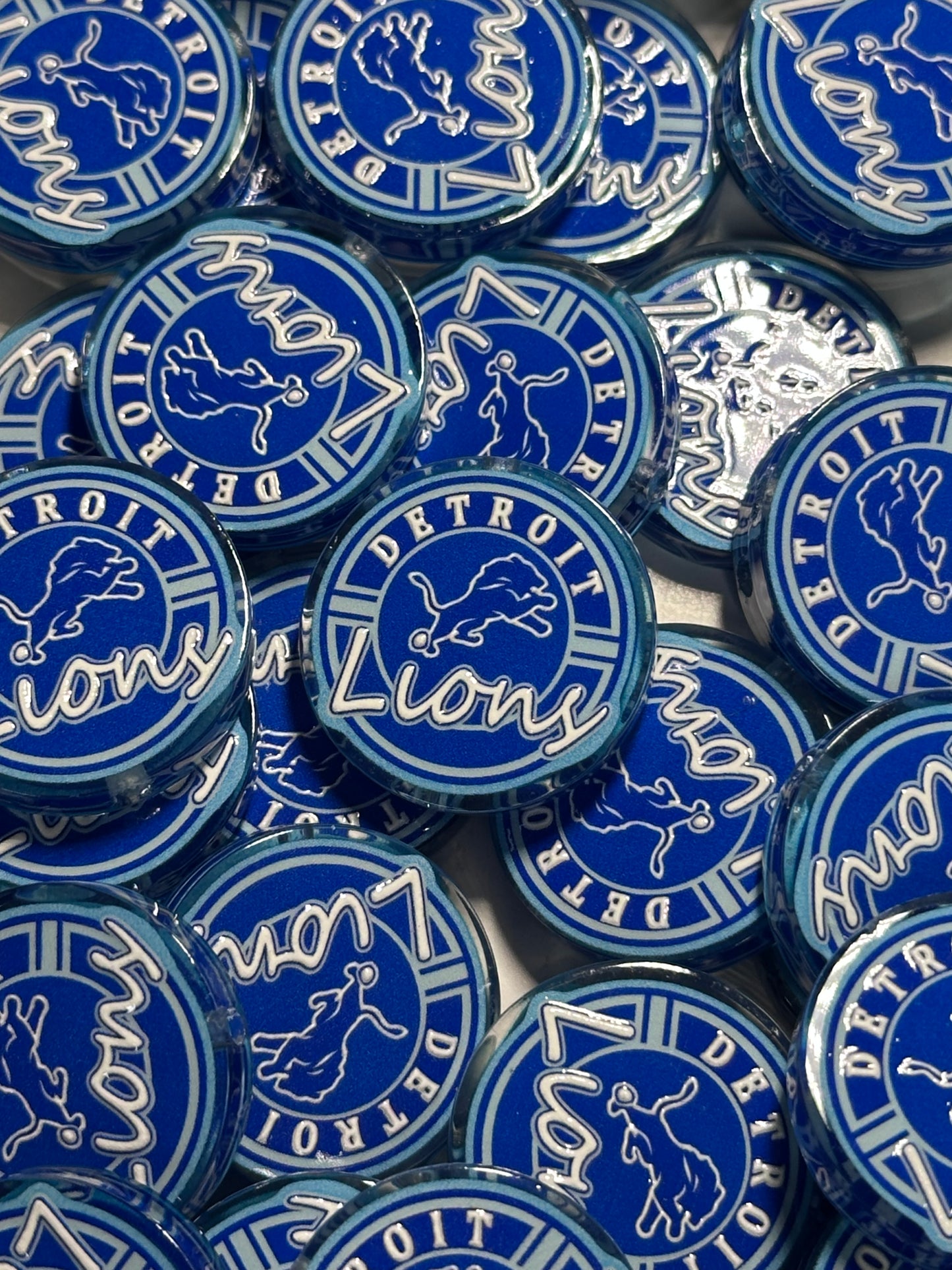 NEW Detroit Lions acrylic focal bead- set of 2/ focal bead/ pen beading / keychain bead /football