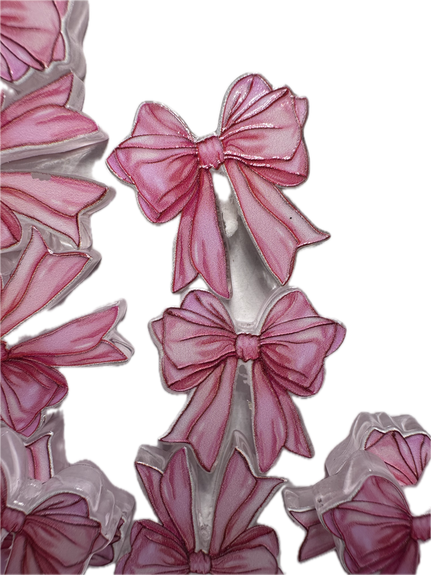 Long pink bow acrylic focal bead- set of 2/ focal bead/ pen beading / keychain bead/ fancy bow