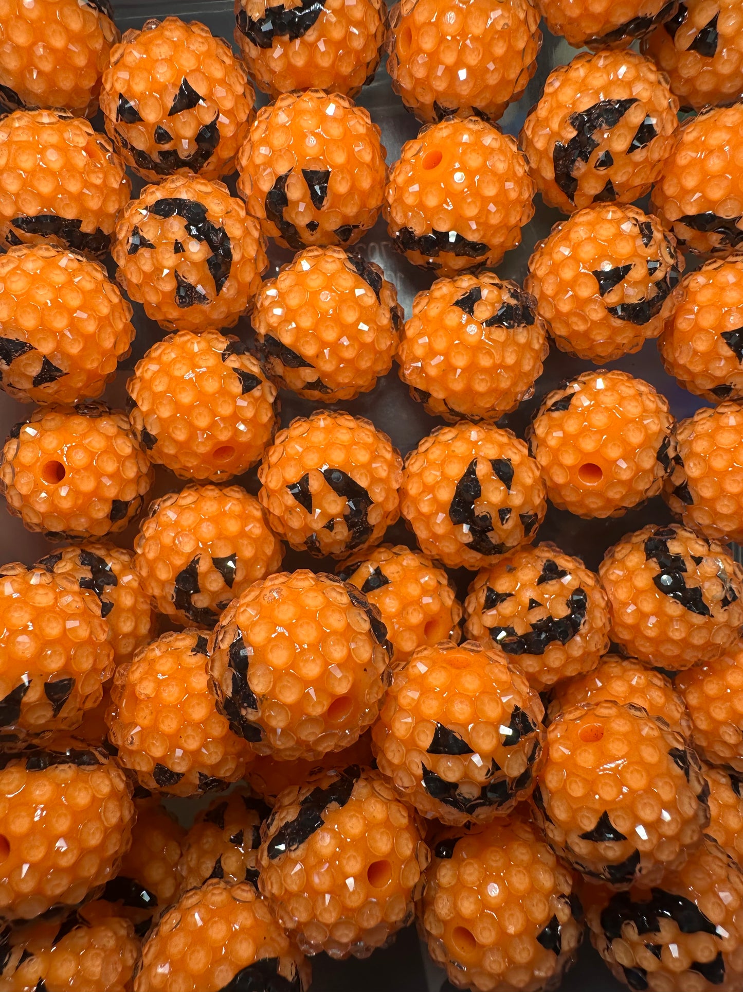 Pumpkin Orange Rhinestone Bead/Set of five beads-fits beadable pen/ Fancy bead/ keychain bead/ Halloween 20mm