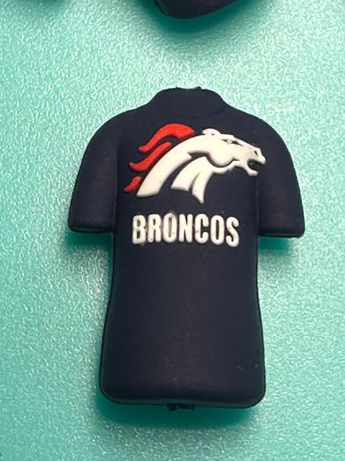 3D football jersey shaped Denver Broncos focal bead