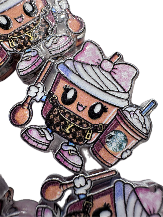 Coffee acrylic focal bead- set of 2/ focal bead/ pen beading / keychain bead/