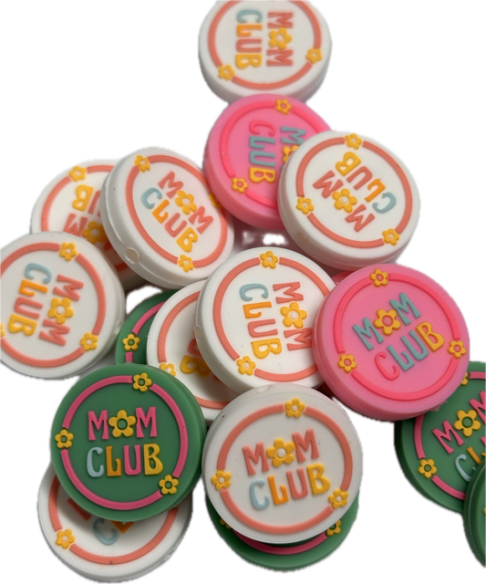 Moms Club / mama Focal Bead/ for beadable pen/ Silicone  bead/keychain bead/ round shaped/ Mothers Day/ new mom