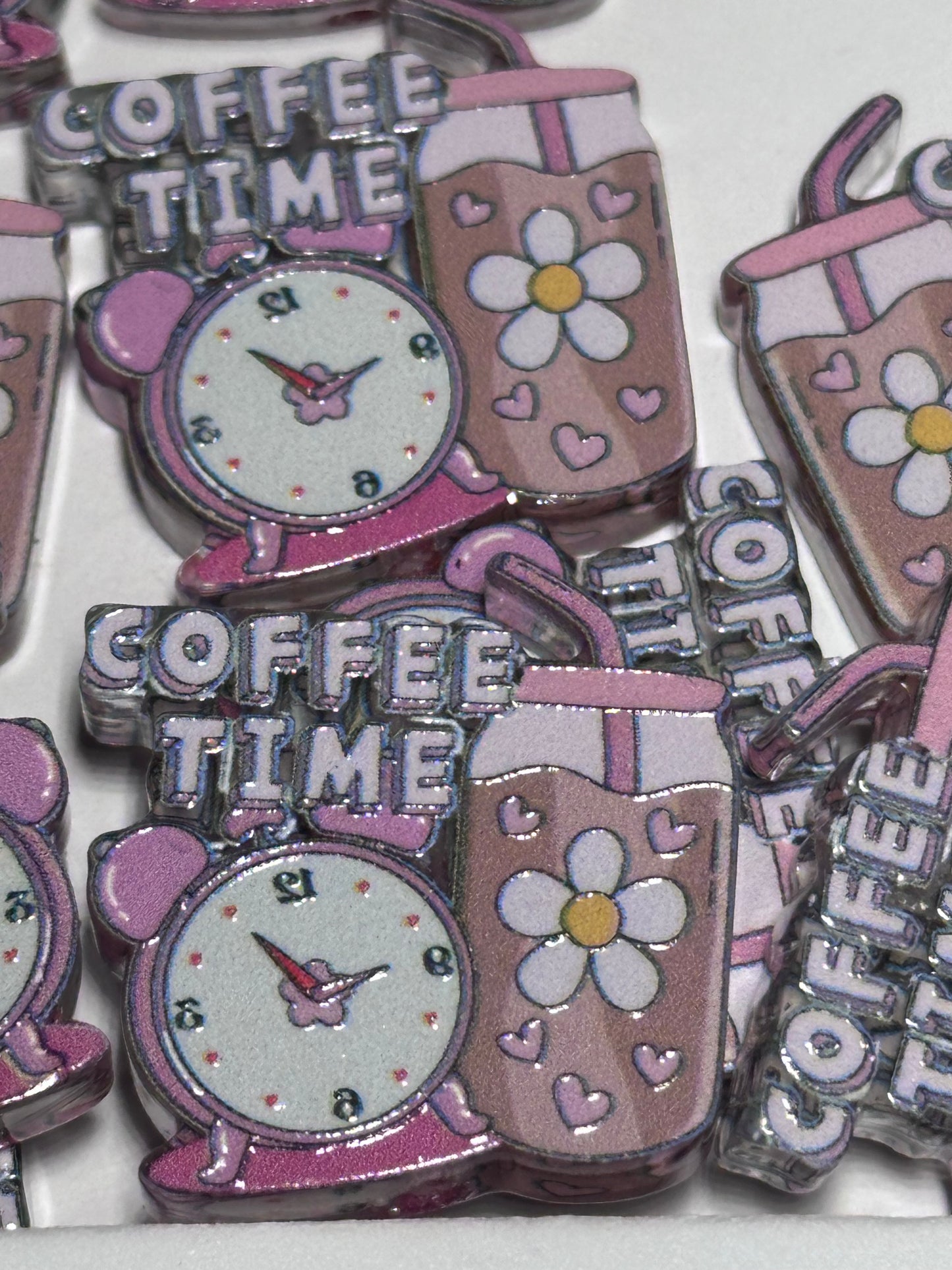 Coffee Time acrylic focal bead- set of 2/ focal bead/ pen beading / keychain bead/ drink