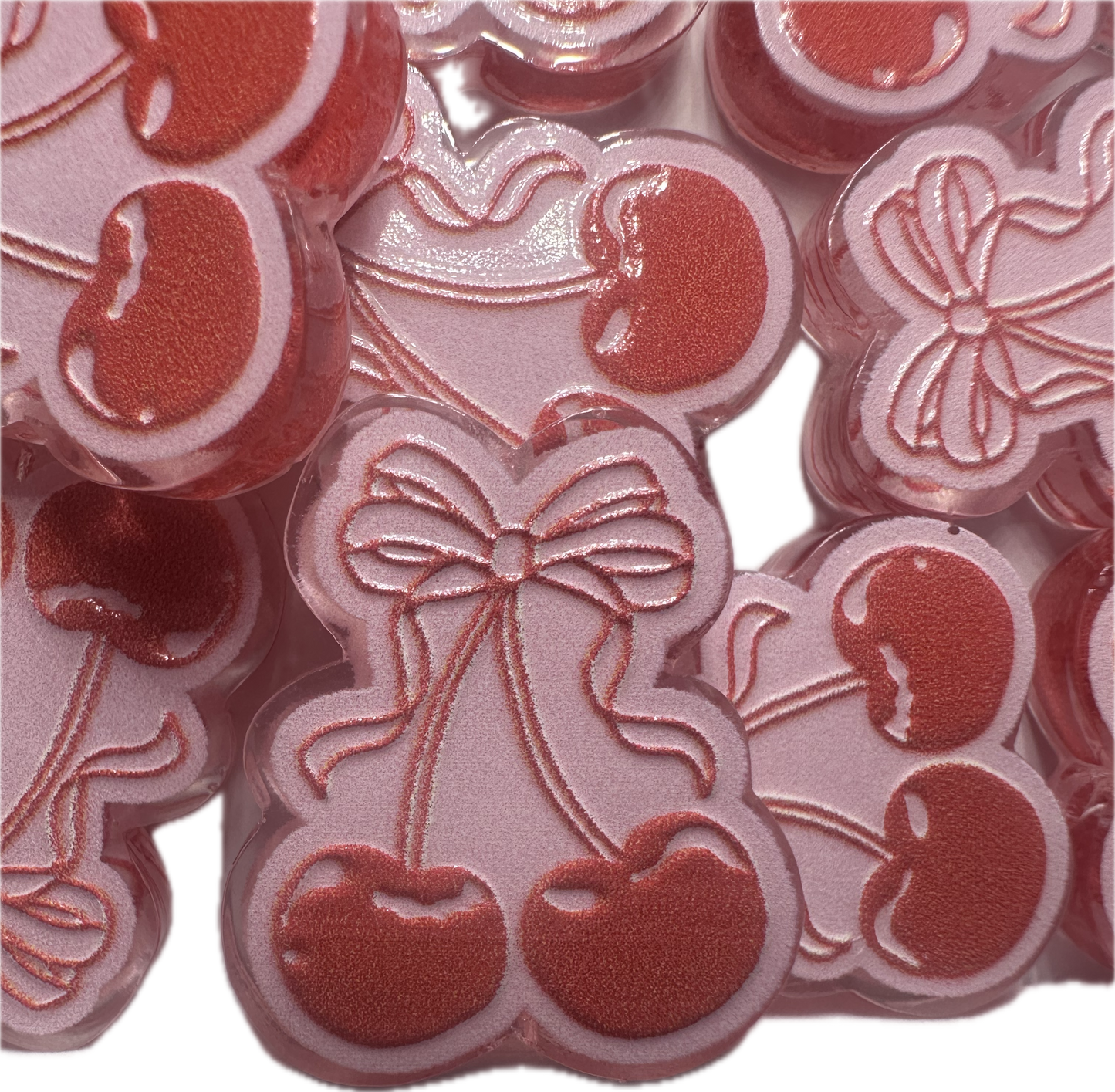 Cherries acrylic focal bead- set of 2/ focal bead/ pen beading / keychain bead/