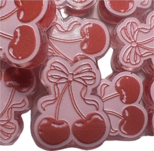 Cherries acrylic focal bead- set of 2/ focal bead/ pen beading / keychain bead/