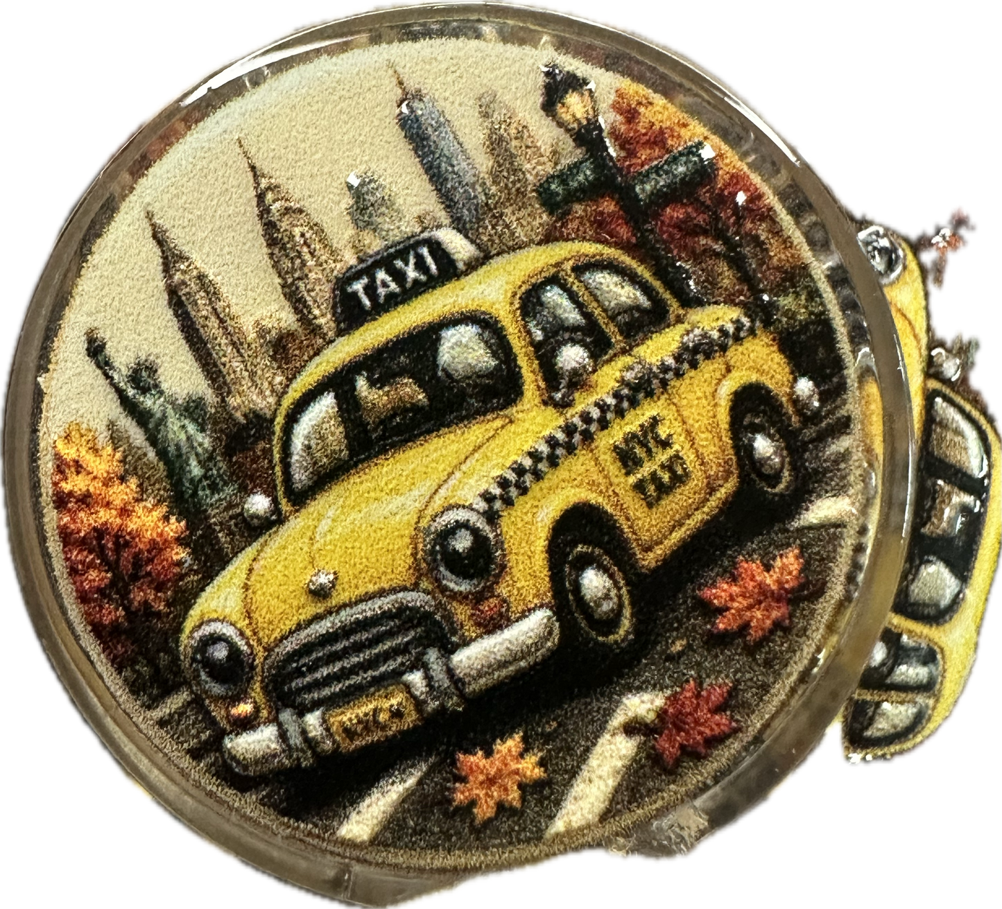 NYC Taxi acrylic focal bead- set of 2/ focal bead/ pen beading / keychain bead/ Designed by GREER and COMPANY
