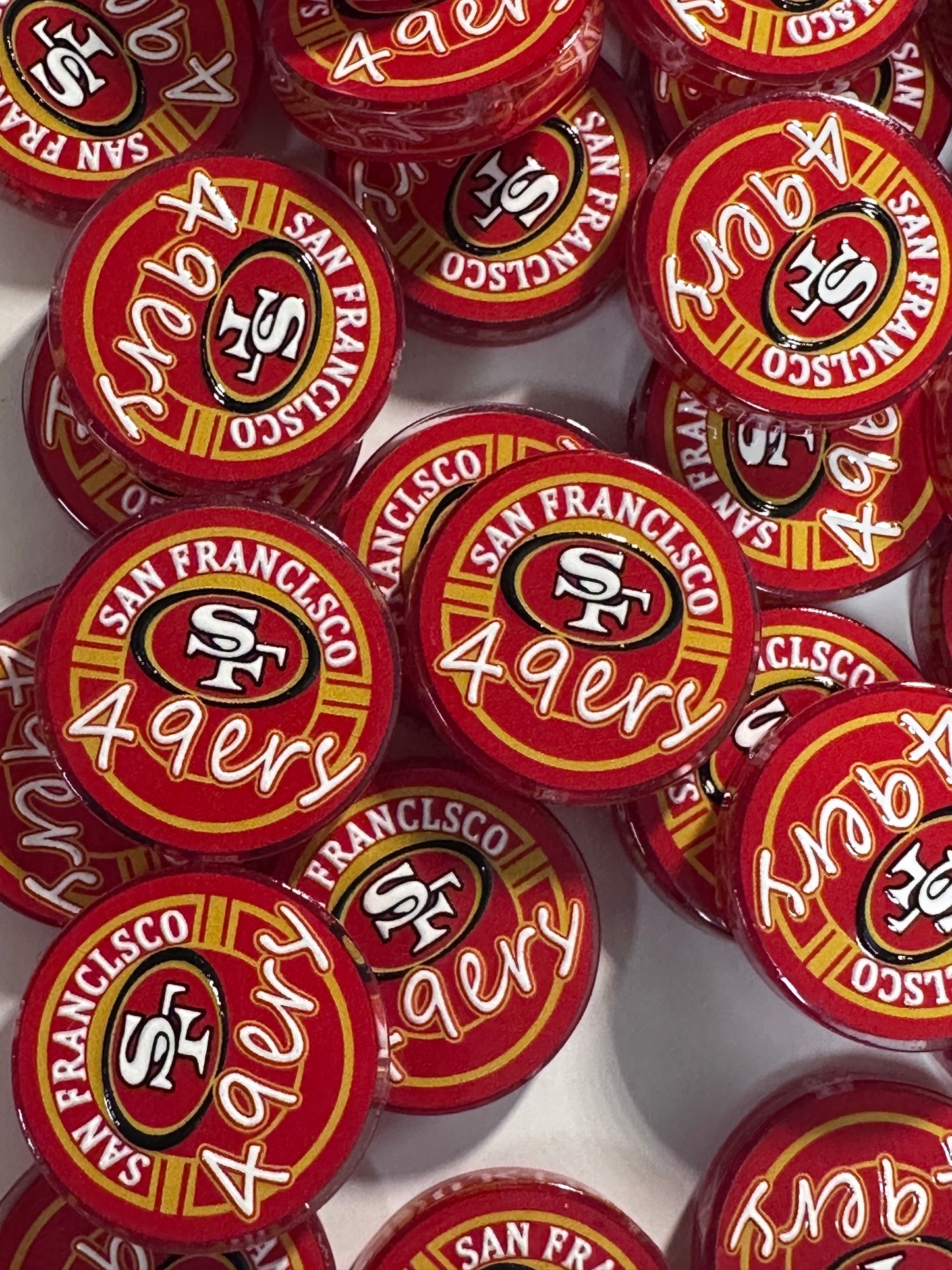 NEW San Francisco 49ers acrylic focal bead- set of 2/ focal bead/ pen beading / keychain bead /football