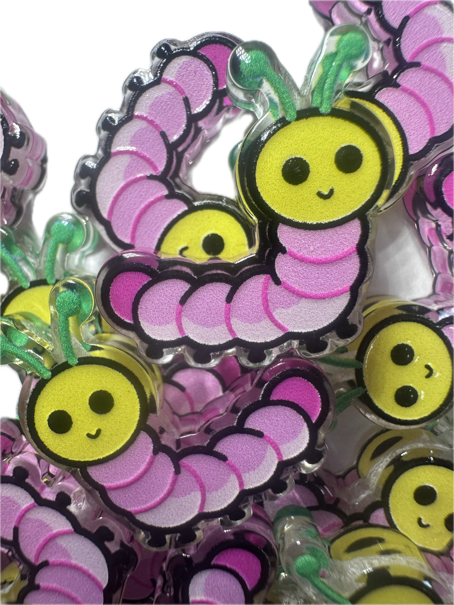 Inch worm acrylic focal bead- set of 2/ focal bead/ pen beading / keychain bead /