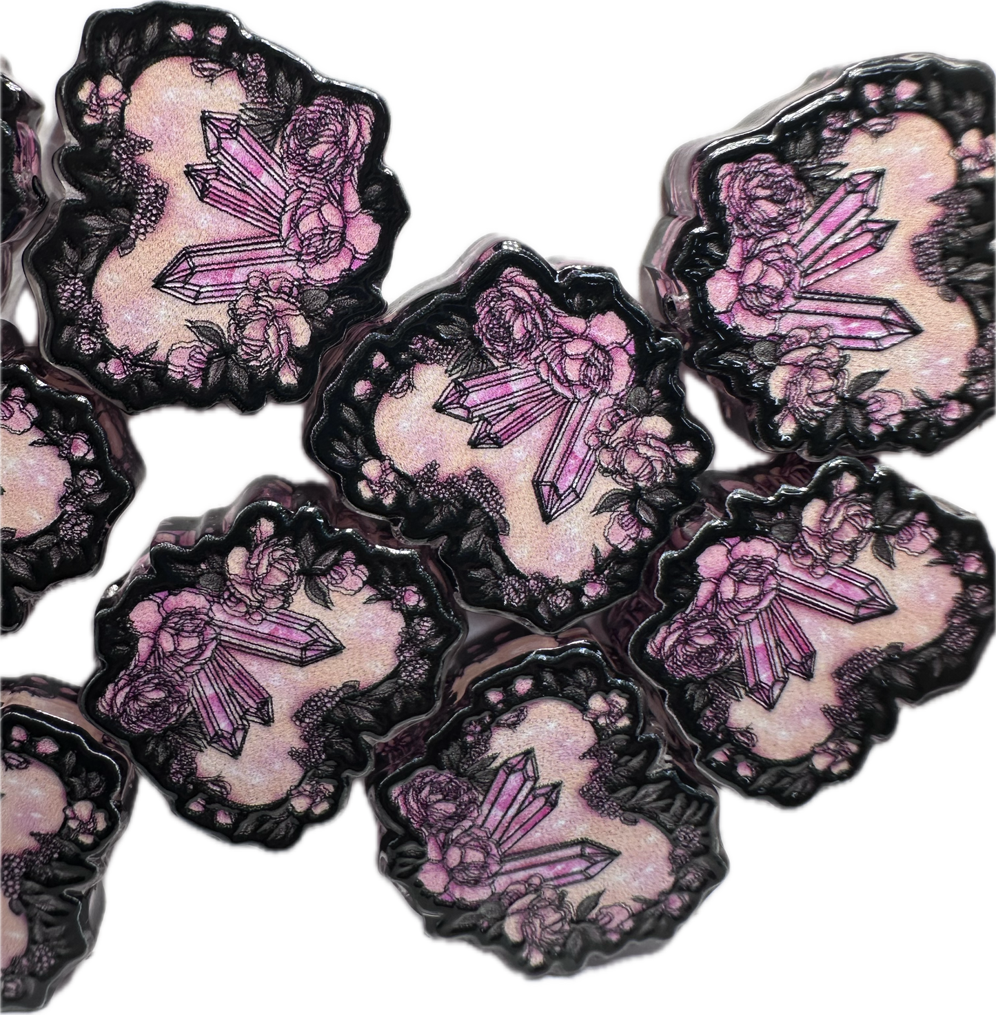 Gems and crystals acrylic focal bead- set of 2/ focal bead/ pen beading / keychain bead/good luck gems