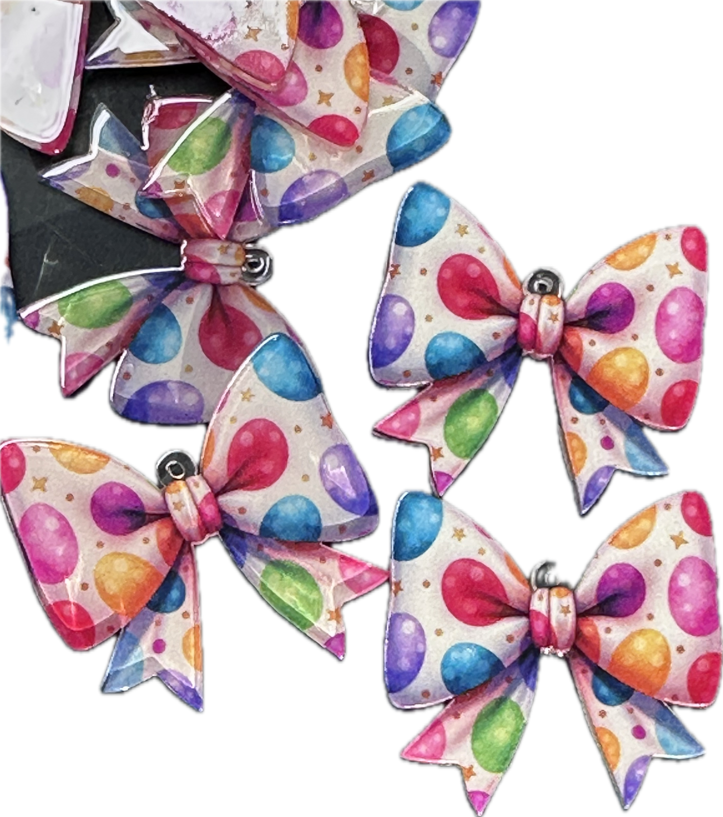Colorful Polka Dot Bow Acrylic Pendants – Cute Bow Charms for DIY Crafts (Set of 5)