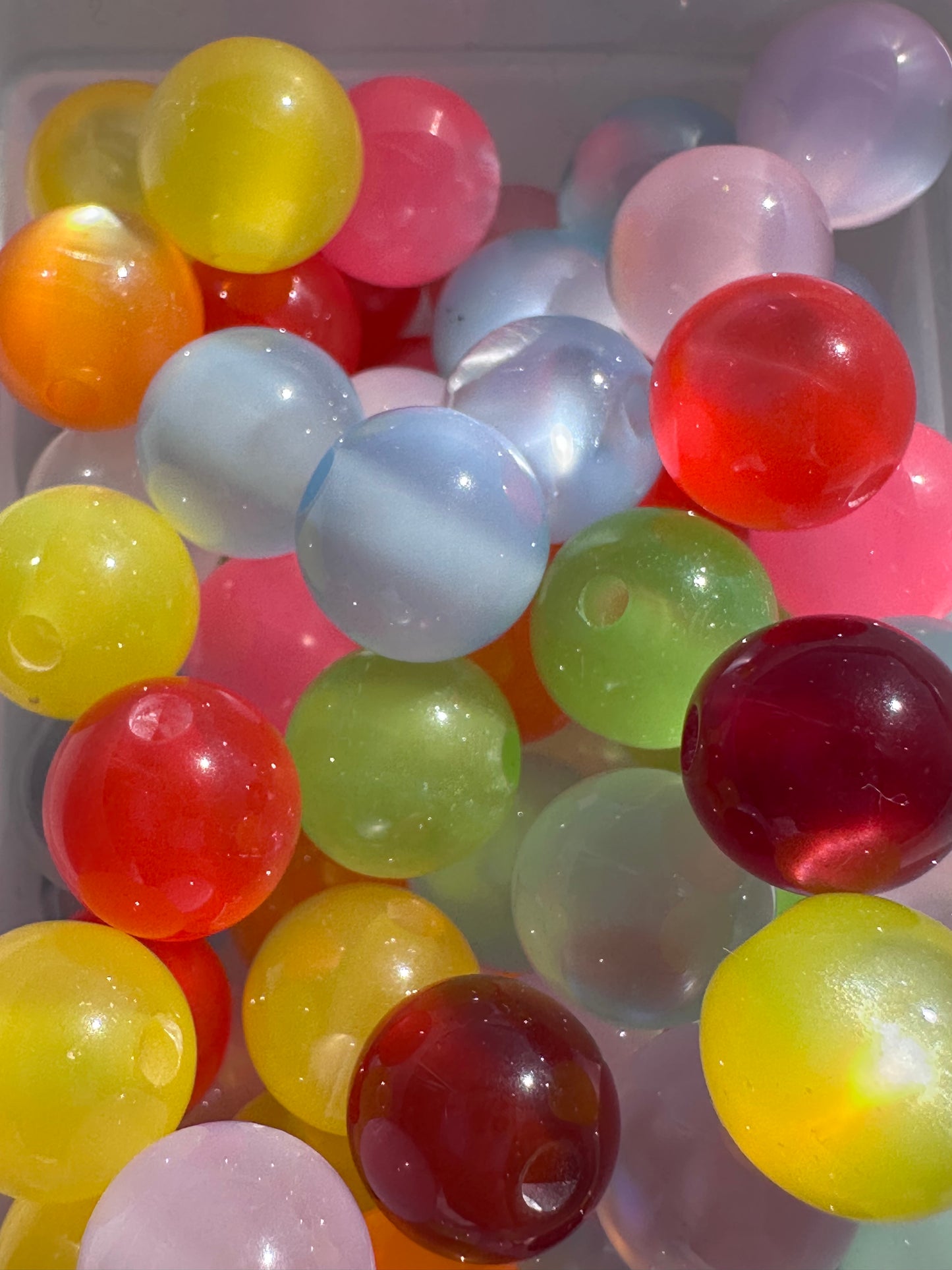 10mm Cat Eye Acrylic Beads – Assorted Colors | Sets of 10, 25, 50. Perfect for jewelry DIY