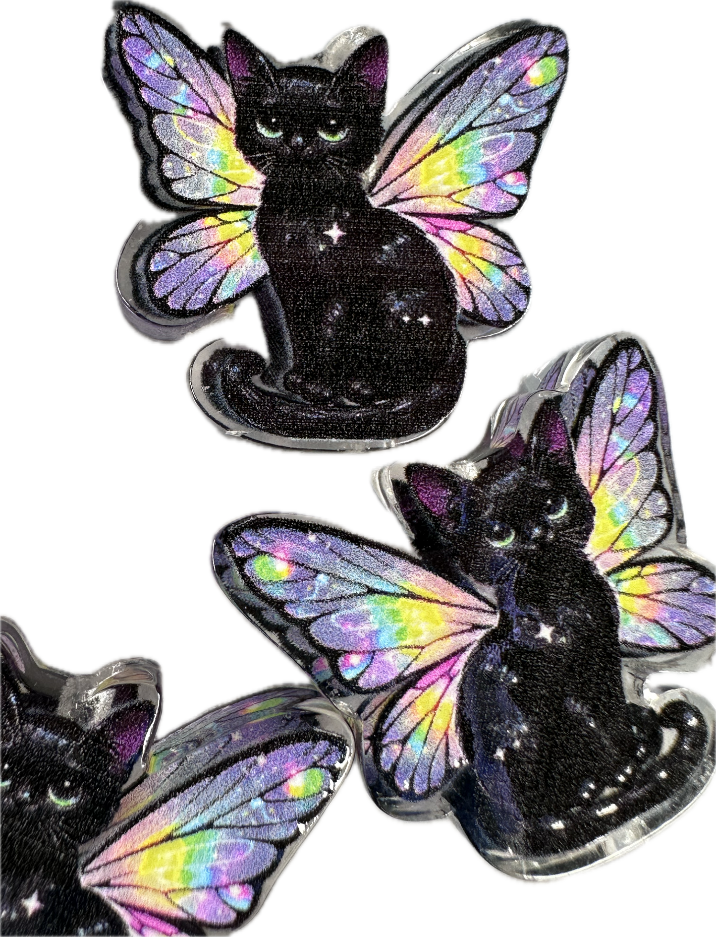 Black cat with wings acrylic focal bead- set of 2/ focal bead/ pen beading / keychain bead / angel cat/ butterfly wings