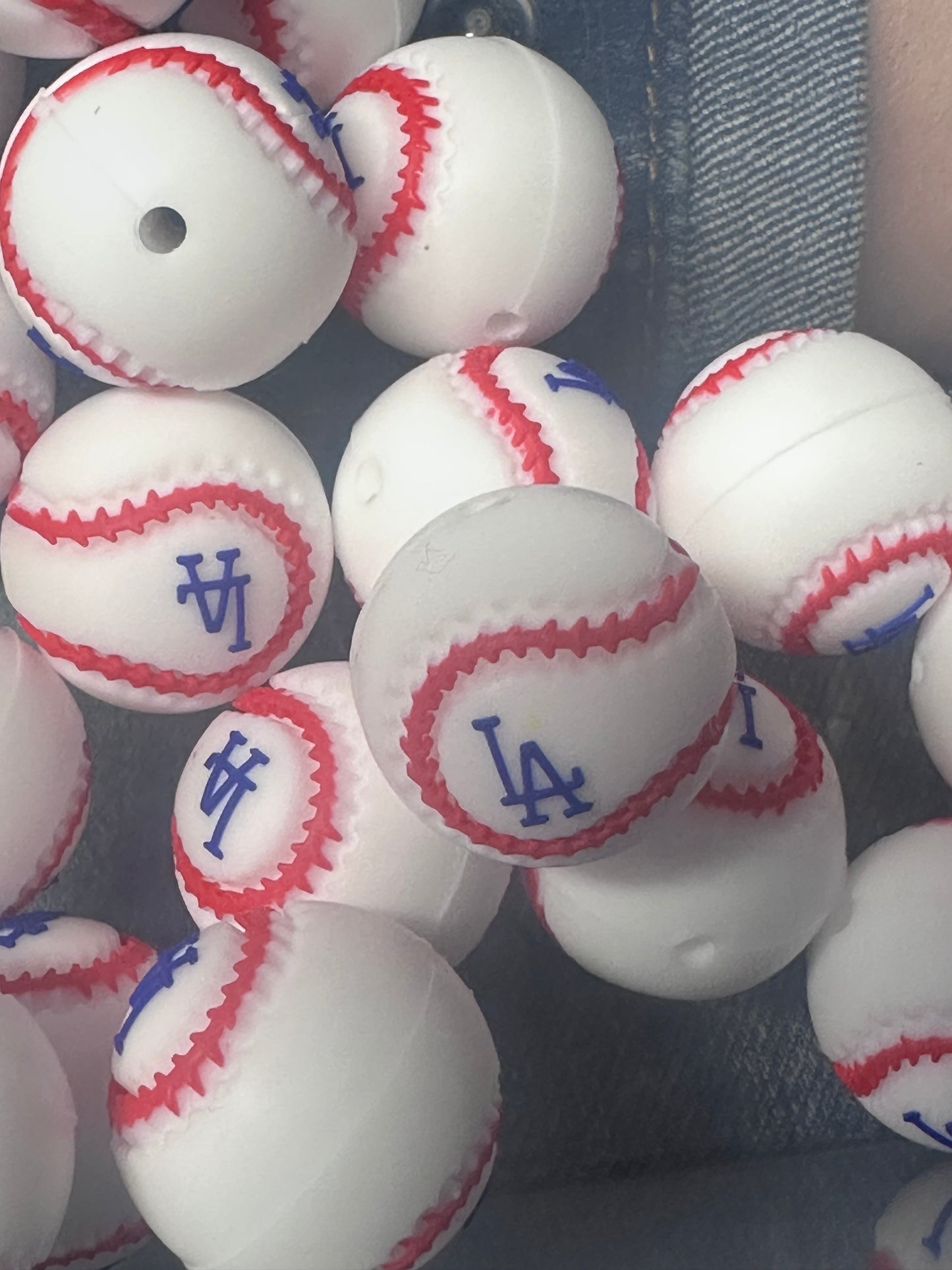 3D baseball team focal bead/ baseball shaped silicone focal bead