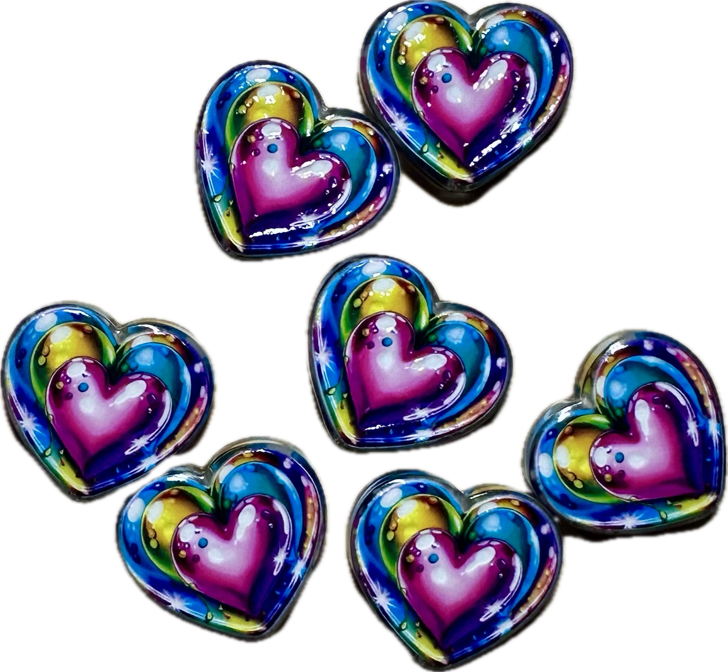 Colorful Heart acrylic focal bead- set of 2/ focal bead/ pen beading / keychain bead/