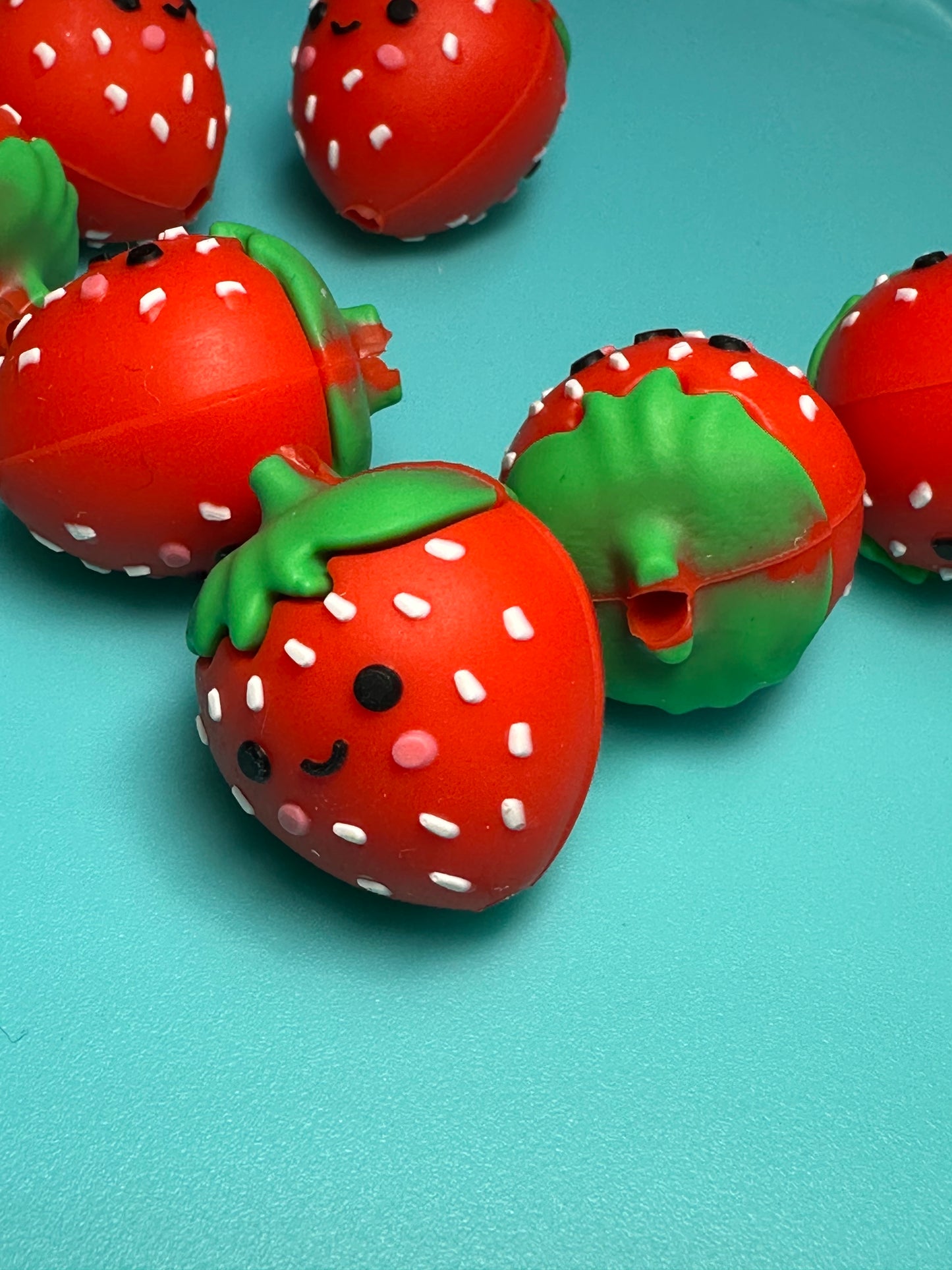 3D strawberry Silicone focal bead for pen beading and keychain DIY/ snack food/ #1