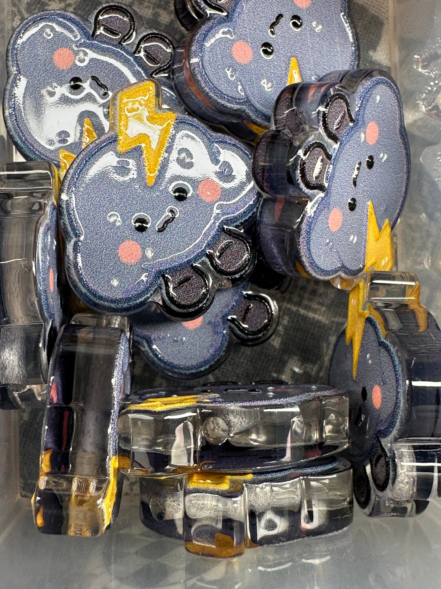 Stormy acrylic focal bead- set of 2/ focal bead/ pen beading / keychain bead / clouds