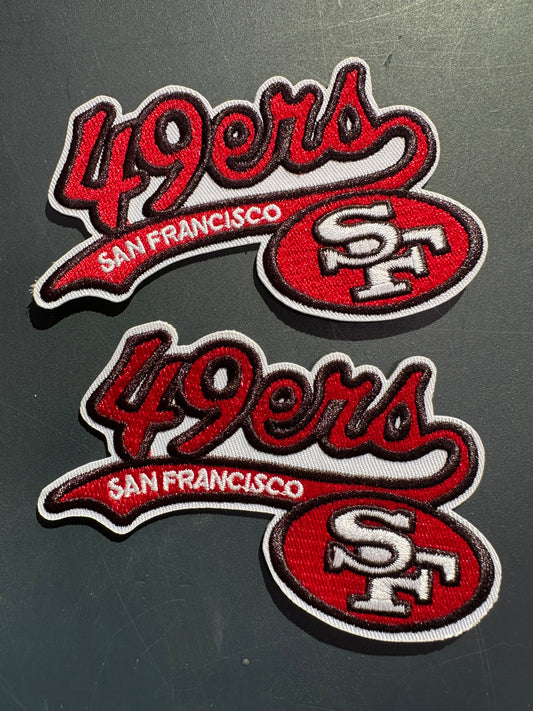 SF 49ers EMBROIDERED IRON ON PATCH/ SIZE APPROX 4" x 2"/ QUALITY MATERIAL/FABRIC PATCHES/FOOTBALL TEAM