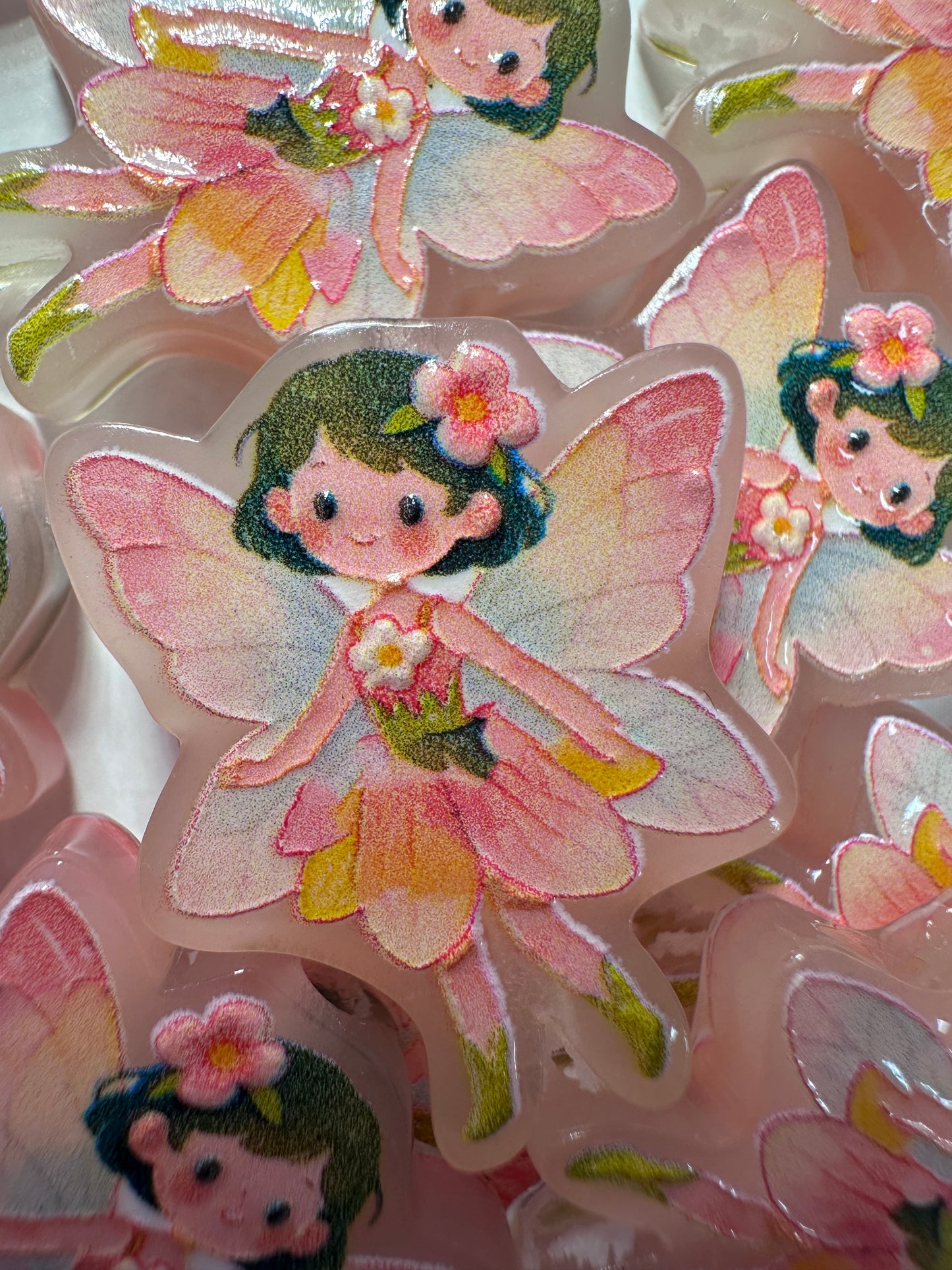 Peach Pink Fairy acrylic focal bead- set of 2/ focal bead/ pen beading / keychain bead