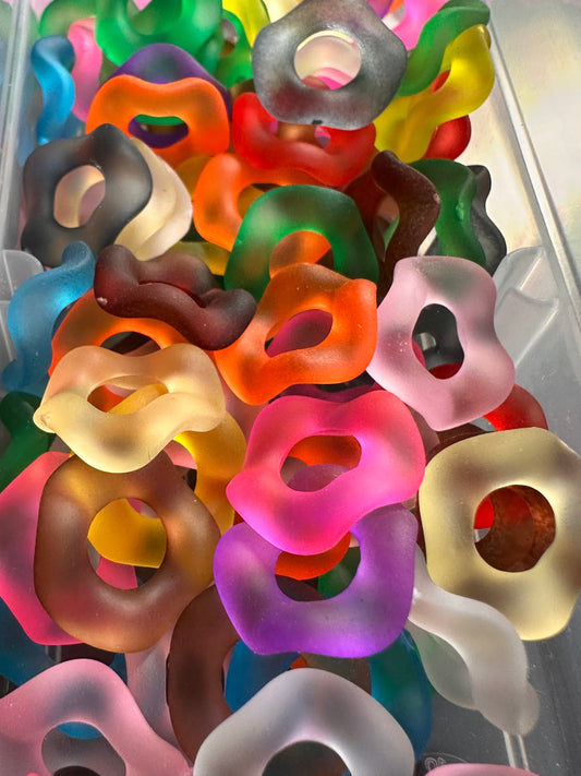 Acrylic wavy translucent frosted spacer beads/ jewelry spacer/ beadable pen beads/ keychain bead/ DIY/ approximately 16mm/ large hole