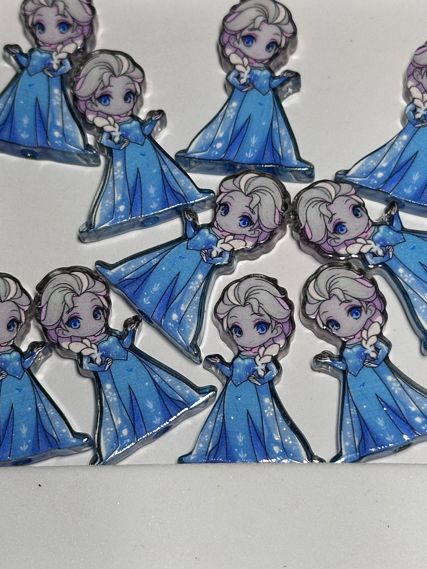 Beautiful princess acrylic focal bead- set of 2/ focal bead/ pen beading / keychain bead/ blue dress