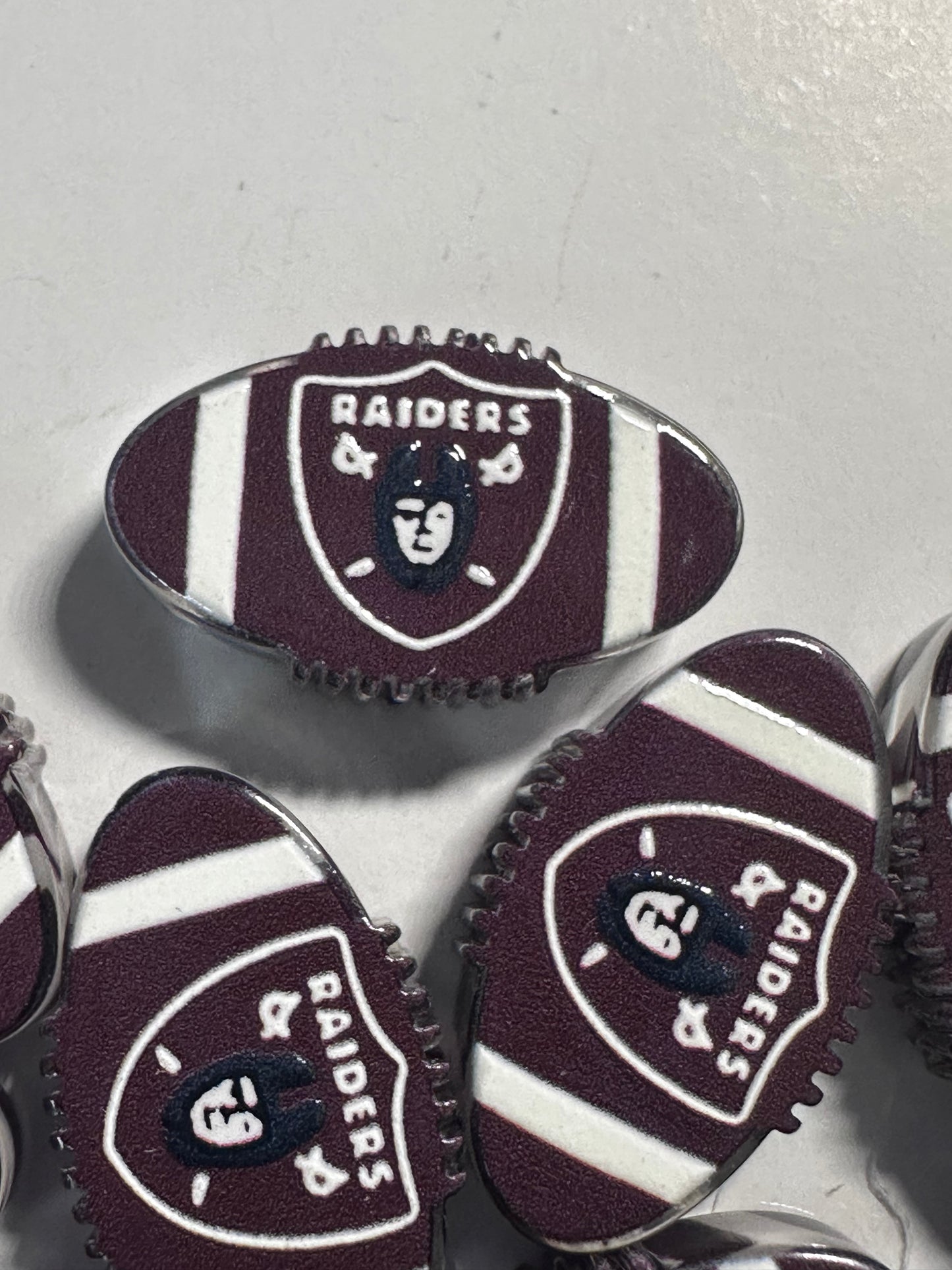 Las Vegas Raiders football shaped acrylic focal bead- set of 2/ focal bead/ pen beading / keychain bead/ football