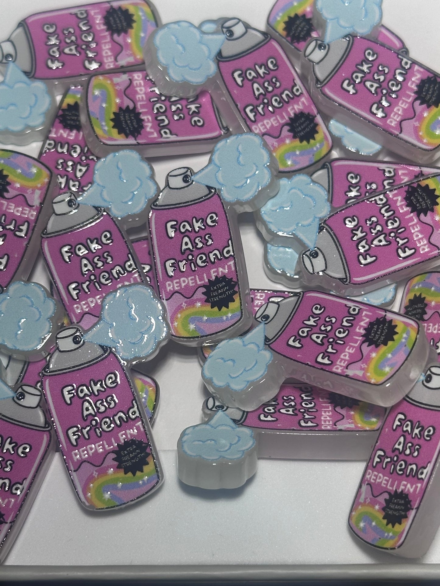 Fake friend spray acrylic focal bead- set of 2/ focal bead/ pen beading / keychain bead