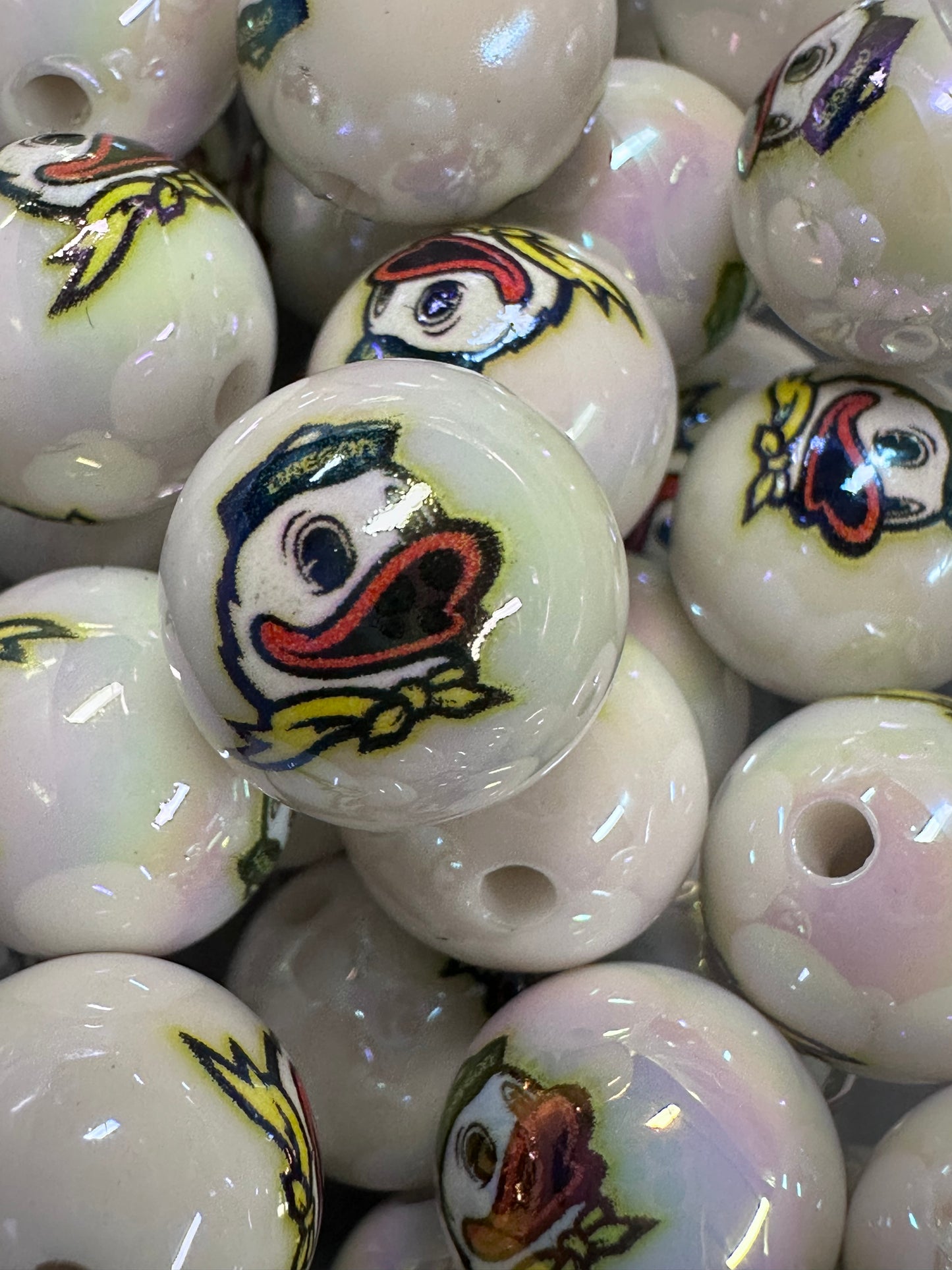 University of Oregon Ducks 16mm Sports Print Beads • Set of 10 • Great for Pens, Keychains & Crafts- mighty ducks