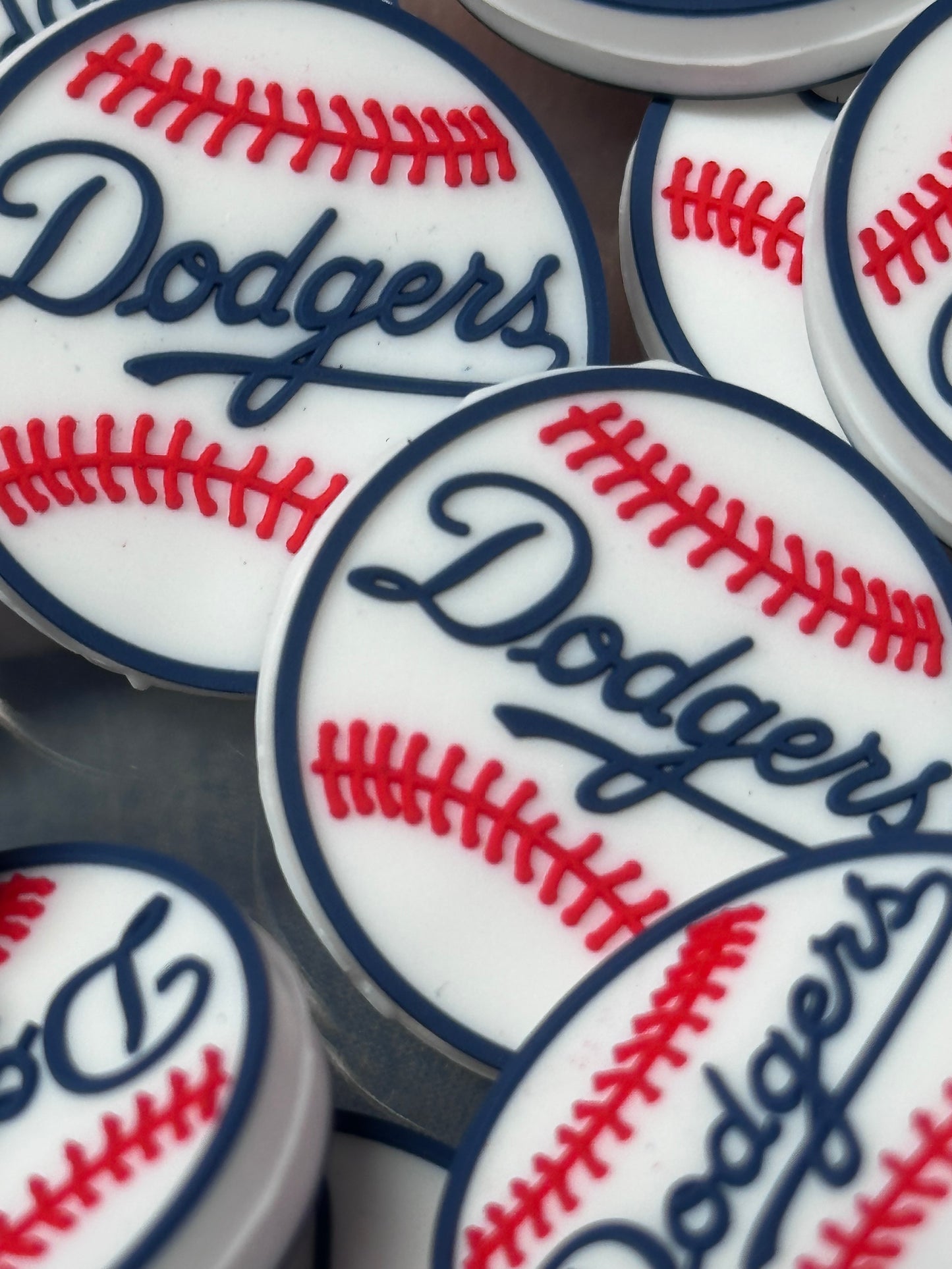 Baseball shaped silicone focal bead/ #4