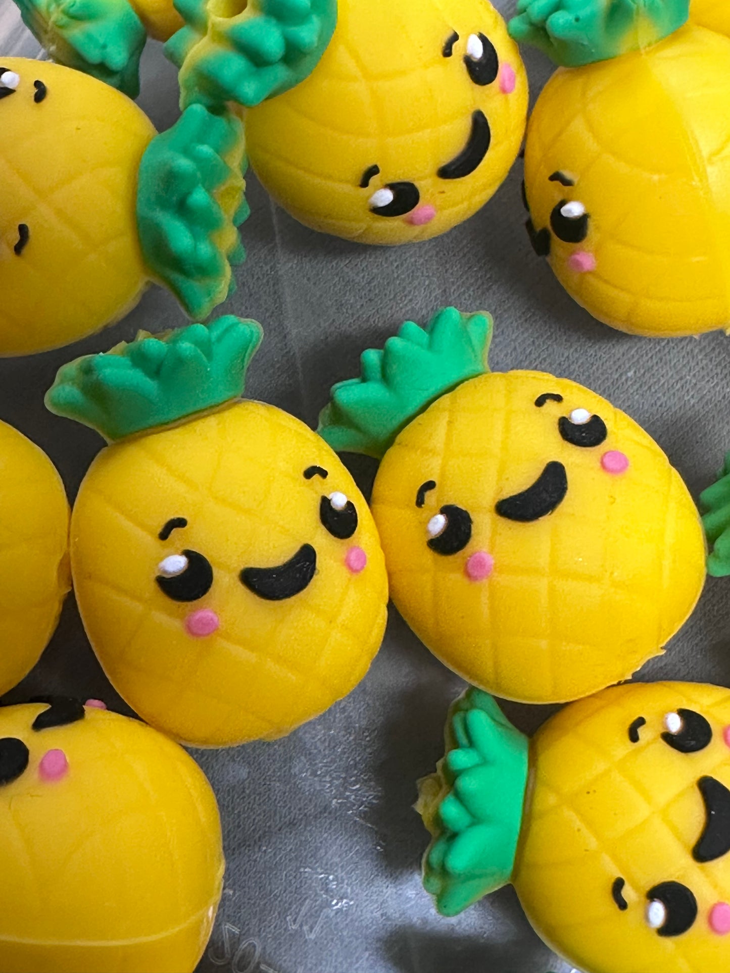 3D Yellow Pineapple silicone focal bead/fruit focal bead