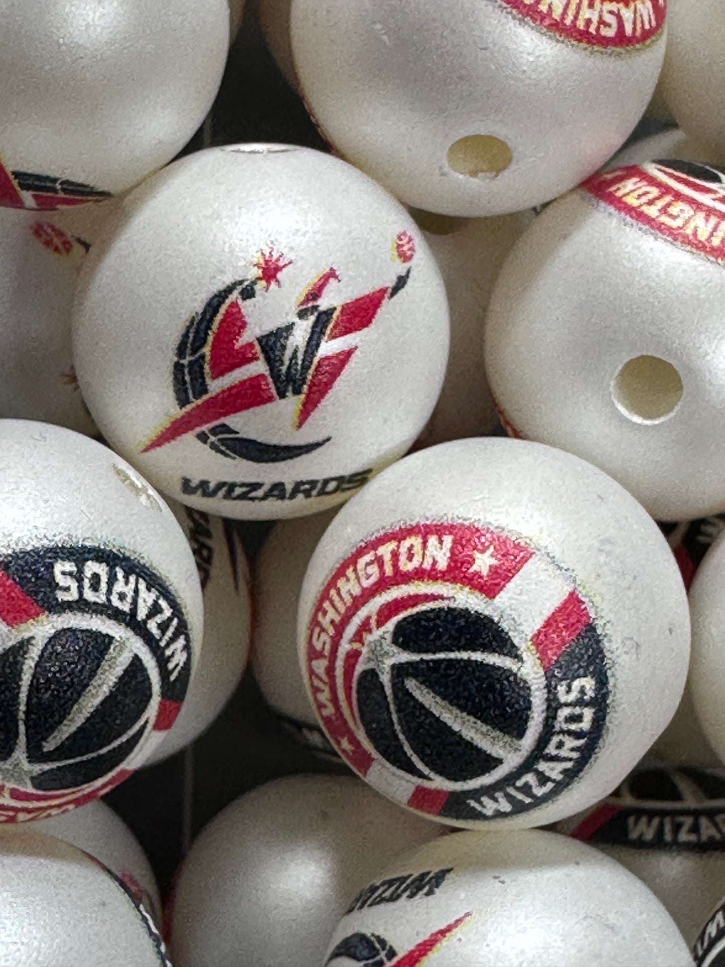 Washington wizards 16mm Sports Print Beads • Set of 10 • Great for Pens, Keychains & Crafts- basketball