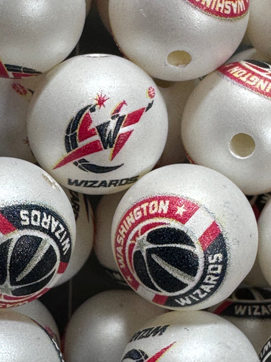 Washington wizards 16mm Sports Print Beads • Set of 10 • Great for Pens, Keychains & Crafts- basketball