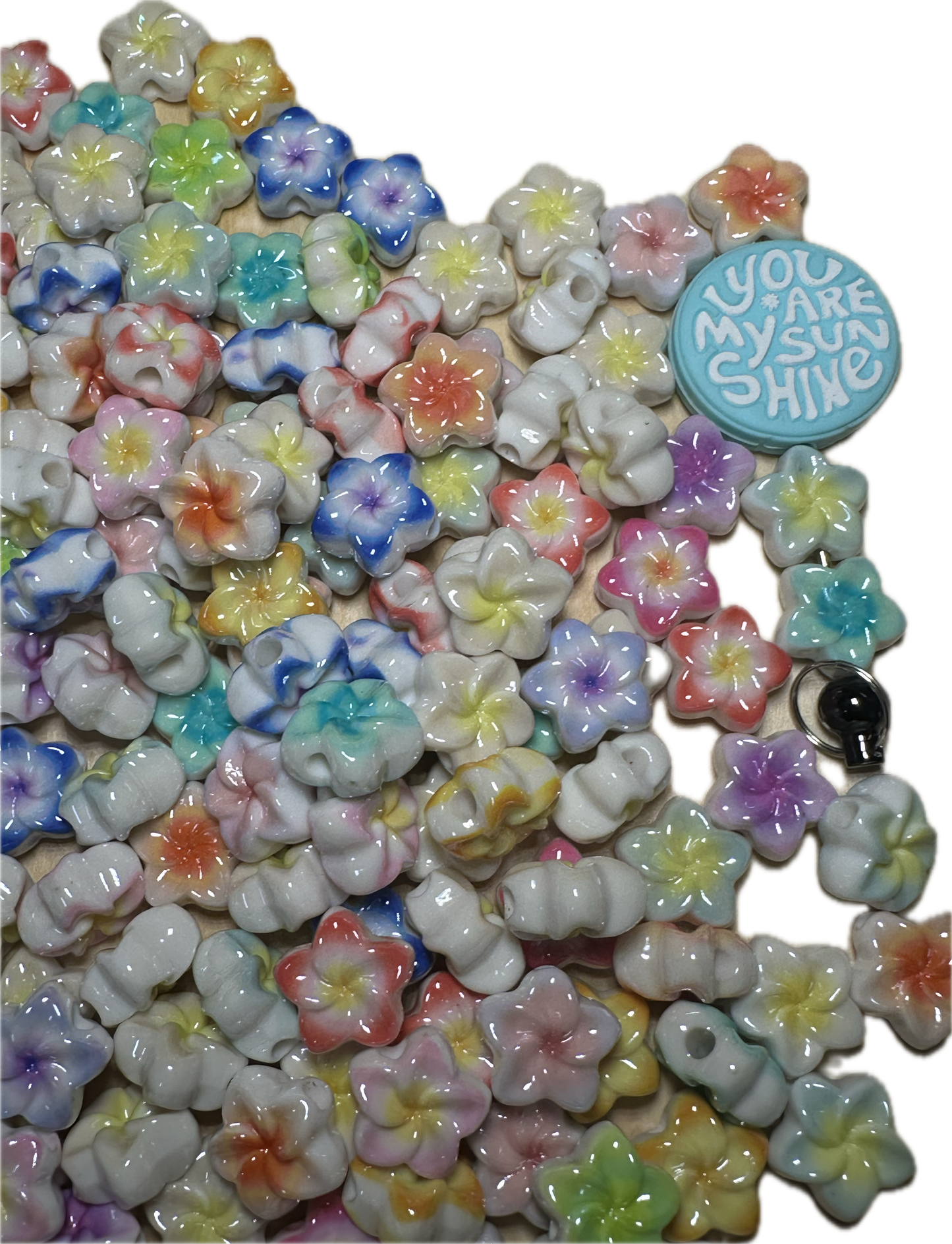 Flower shaped acrylic beads- set of 10 or 20