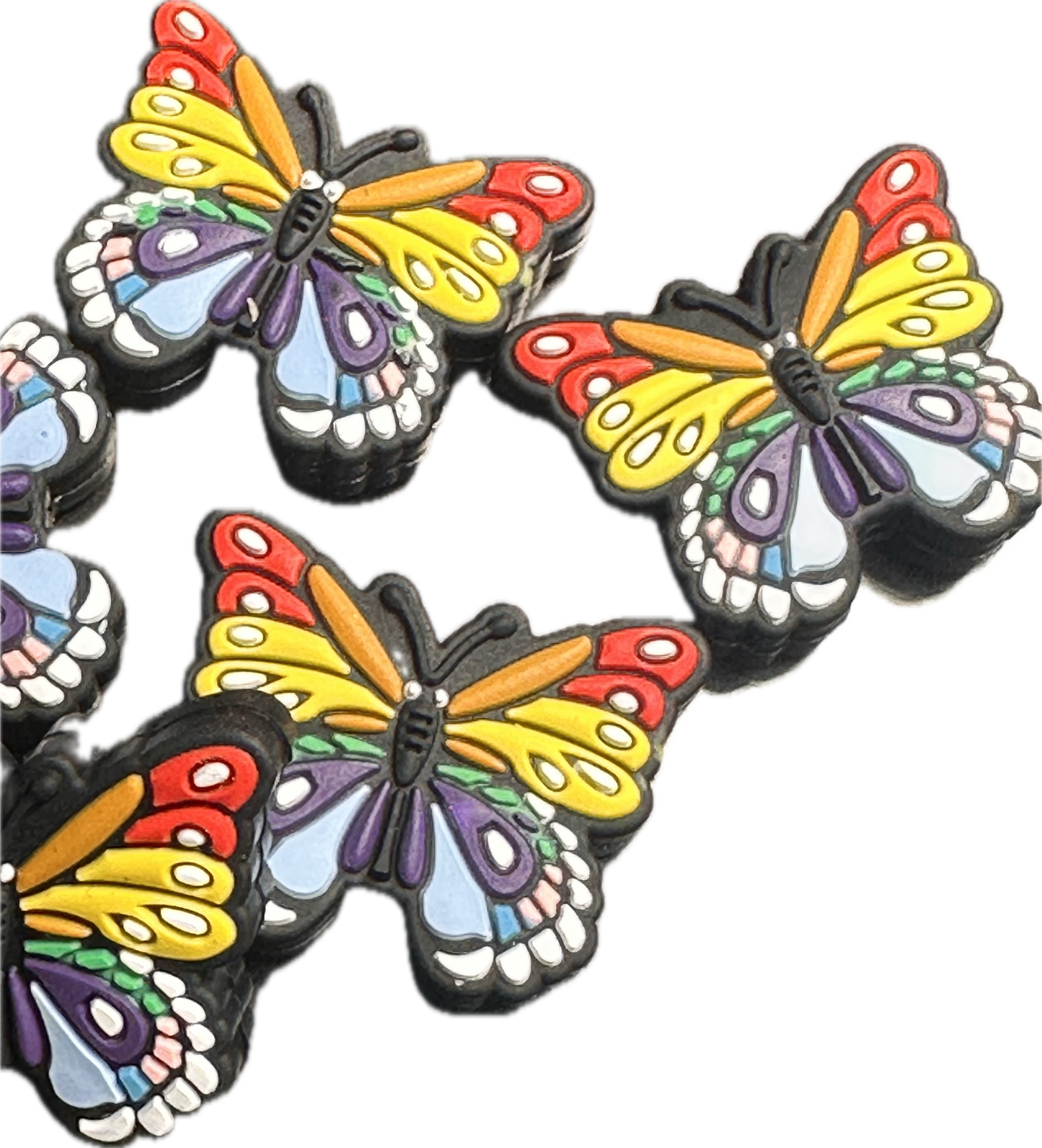 Rainbow Butterfly silicone focal bead/ pen beading/ colorful