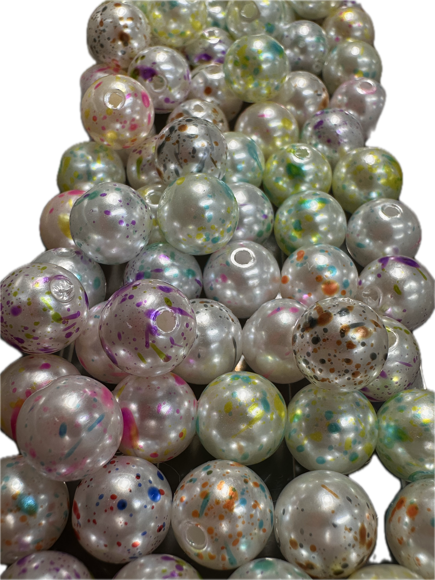 Abstract acrylic beads /paint splatter beads/ beadable pen/ keychain bead/round 10mm bead-set of 25/ random colors