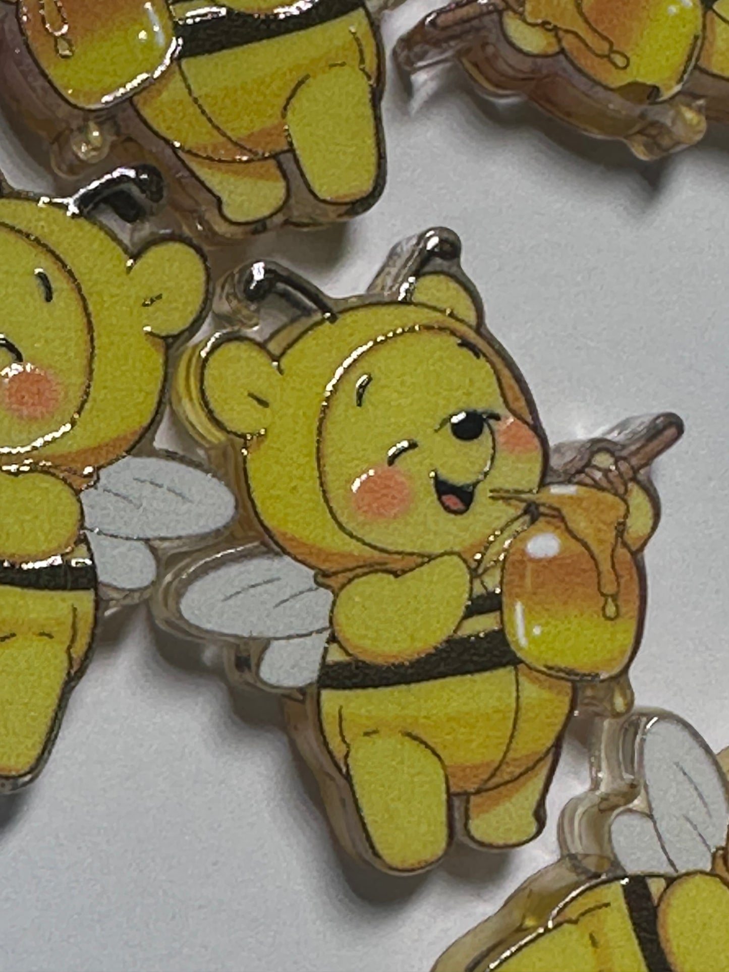 Honey bear in bee outfit acrylic focal bead- set of 2/ focal bead/ pen beading / keychain bead /so cute