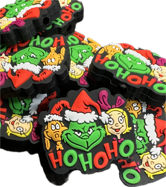 Ho ho ho Christmas/ Focal Bead/ beadable pen/ Silicone  bead/ keychain bead/green guy/