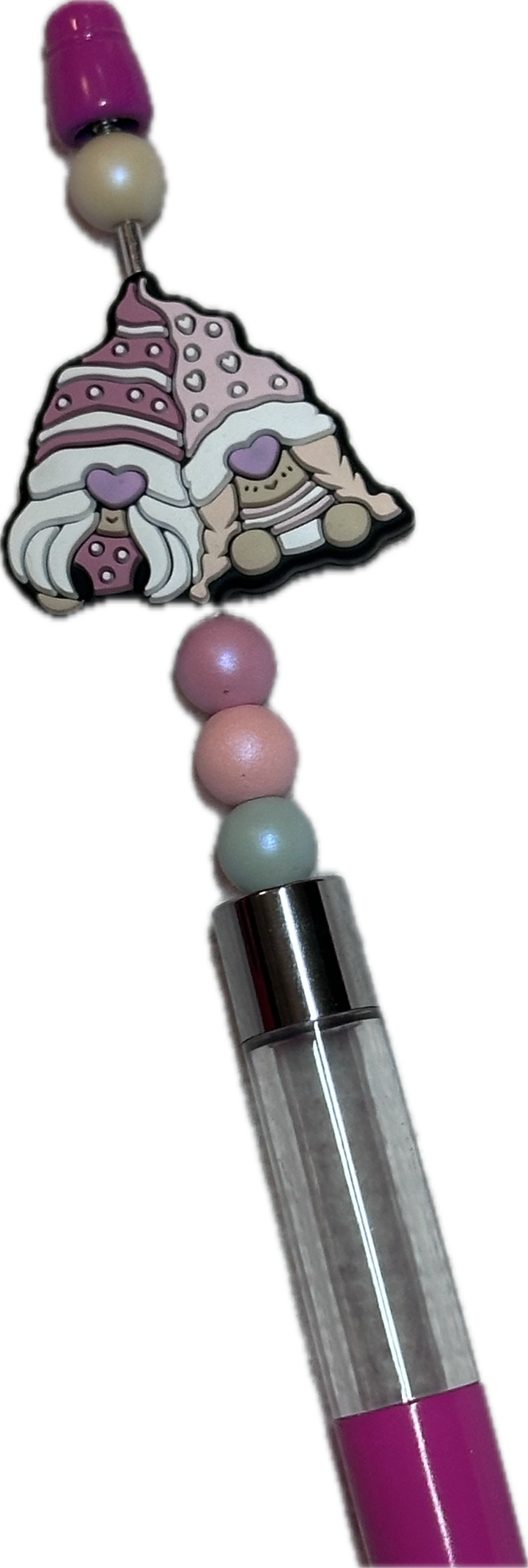 Cute gnome focal bead/ silicone/heart/ Valentines Day/Choose red or pink