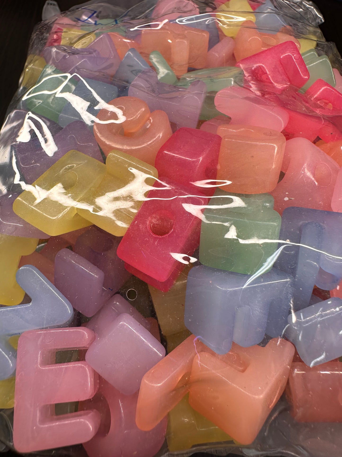 Plastic Letter Beads – Bulk Bag of Mixed A–Z Alphabet Beads (Vertical Hole, Multi-Color Mix) over 150 mixed colors alphabet - Jelly bead colors