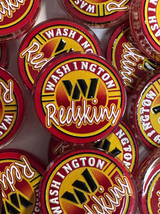 Washington Redskins acrylic focal bead- set of 2/ focal bead/ pen beading / keychain bead /football