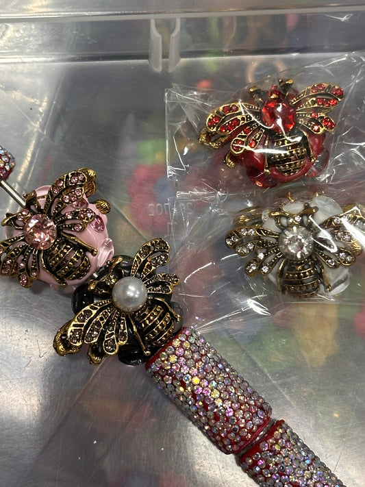 Fancy handmade bee rhinestone beads/one bead included/fancy Beads/ beadable pen/ keychain bead/ /20mm approx.