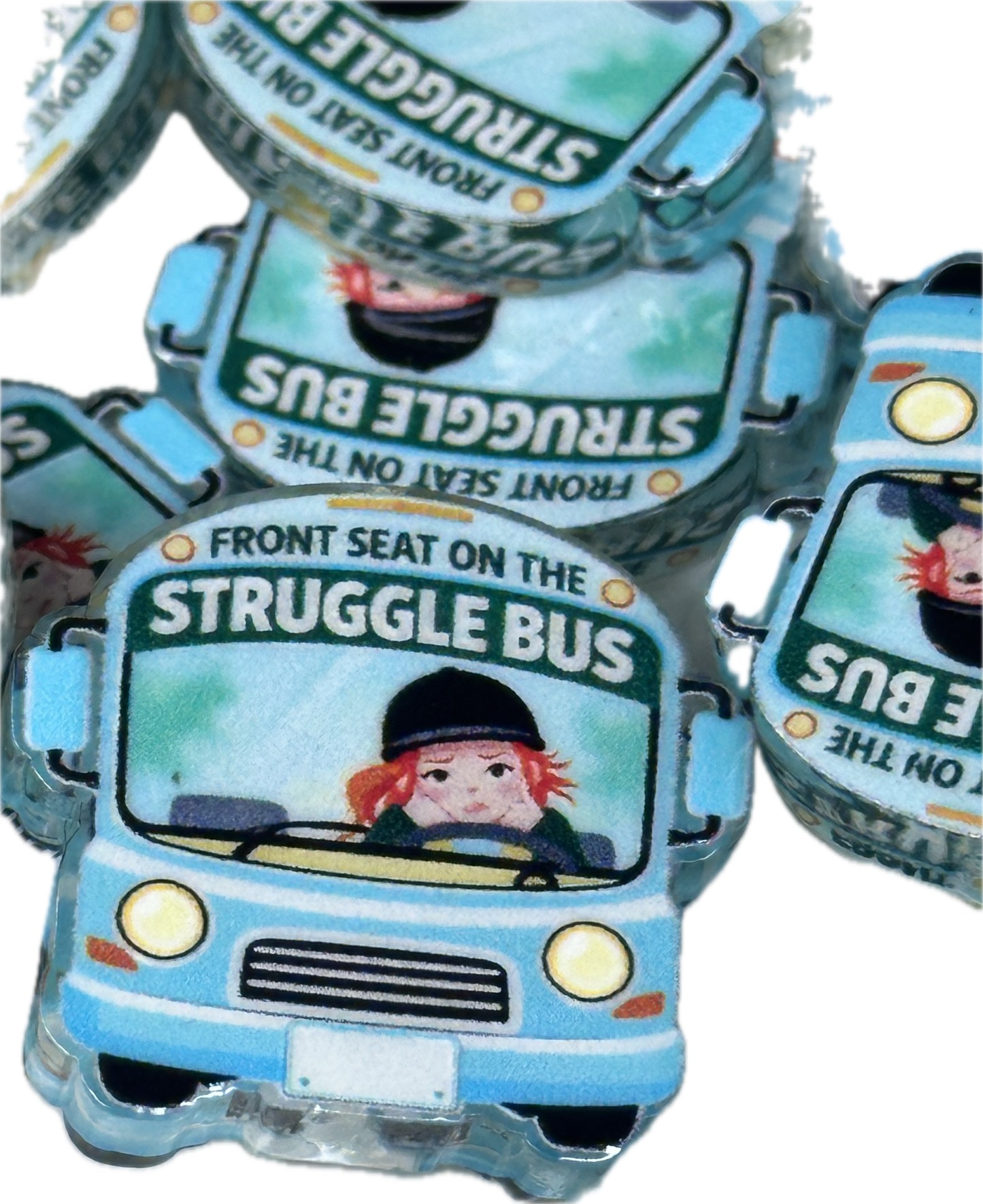 Struggle Bus acrylic focal bead- set of 2/ focal bead/ pen beading / keychain bead/ OUR DESIGN