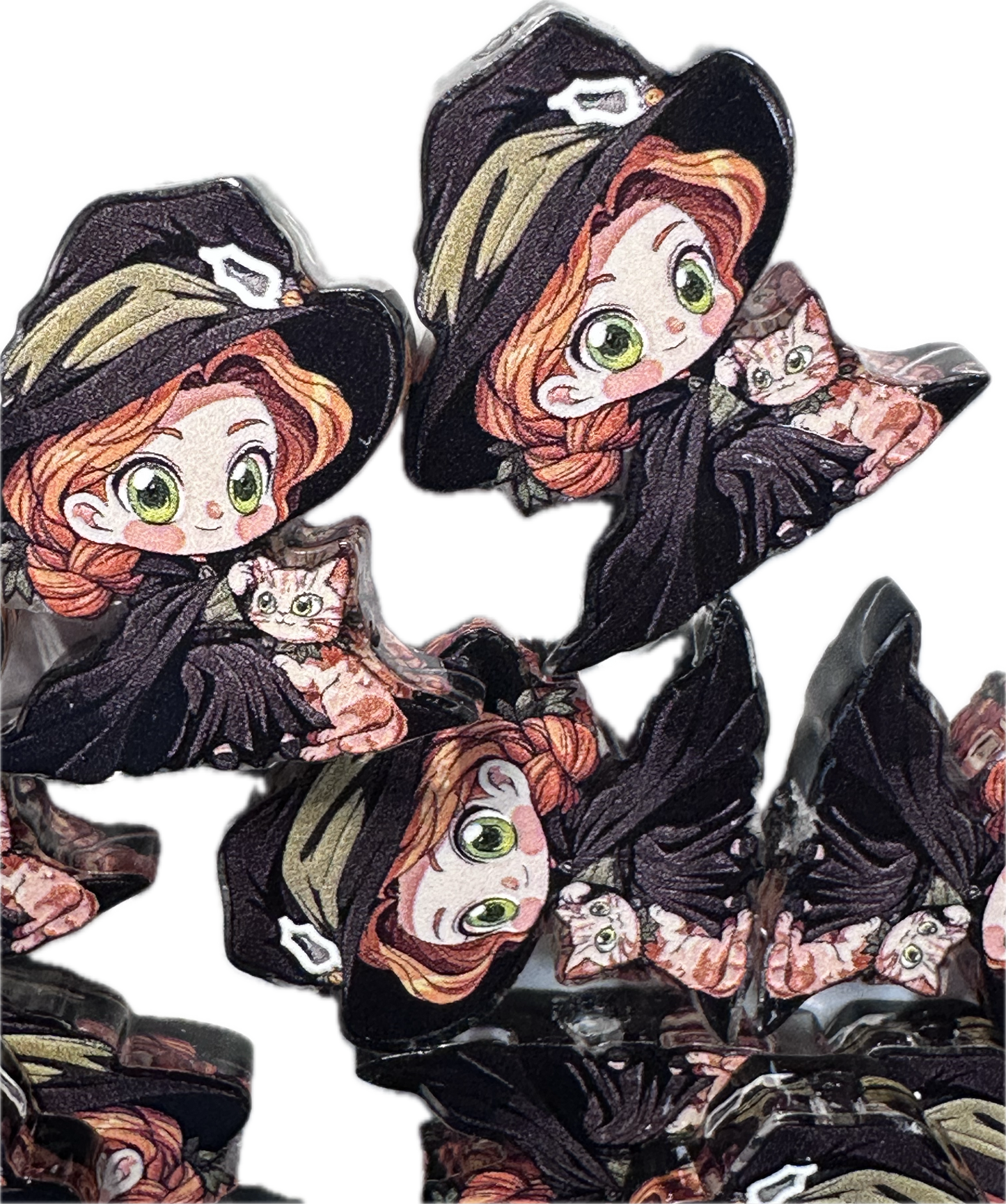 Flying girl witch acrylic focal bead- set of 2/ focal bead/ pen beading / keychain bead/ broom/ HP