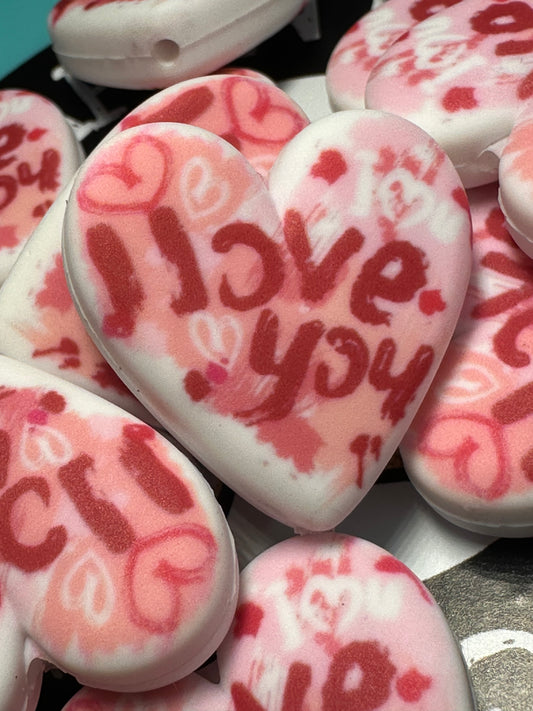 I love you Heart Focal Bead / colorful  bead/ Mothers Day bead/ Valentines Day