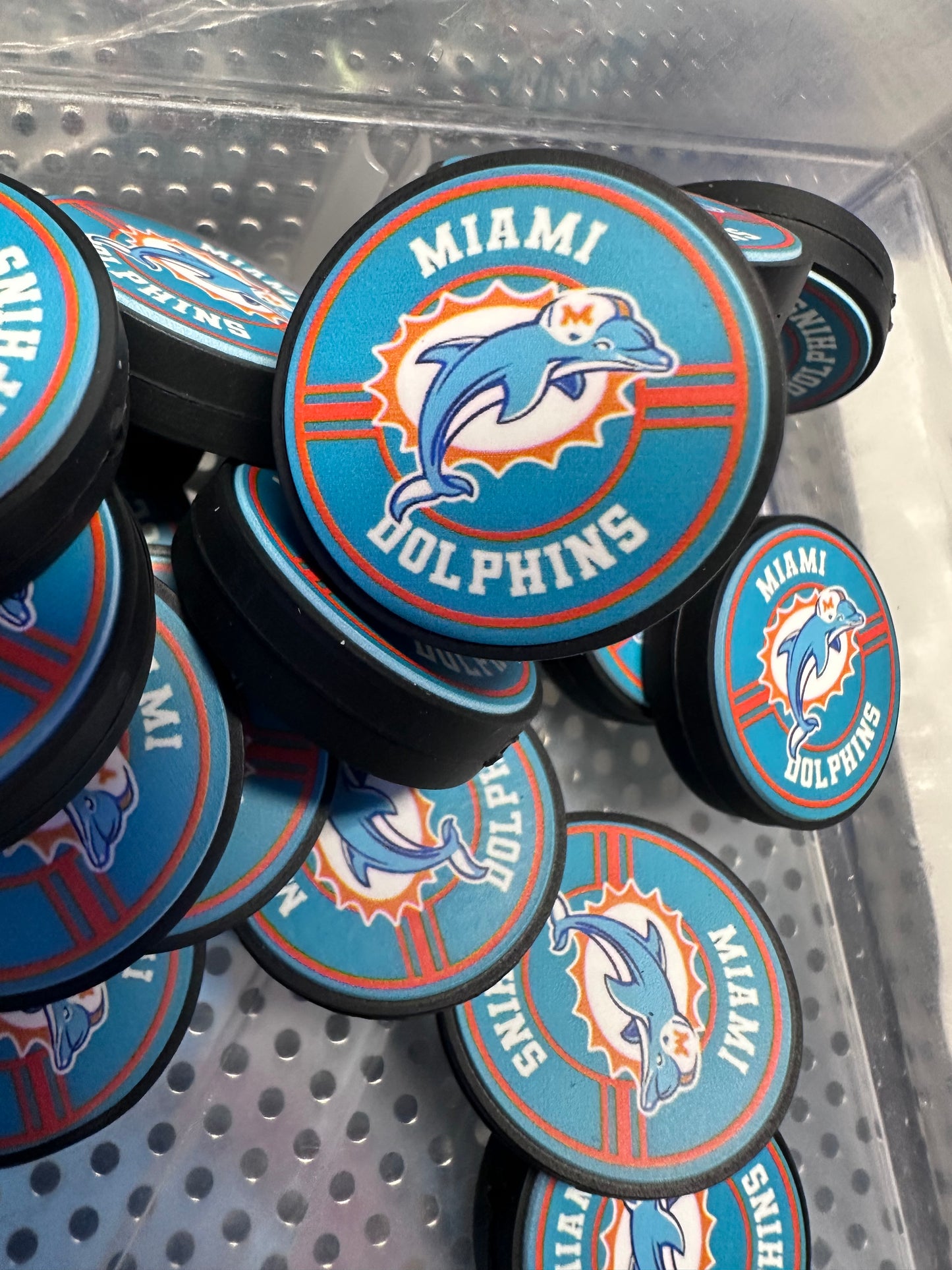 NEW Miami Dolphins focal bead/ perfect for bag charms-cup charms-beaded pens