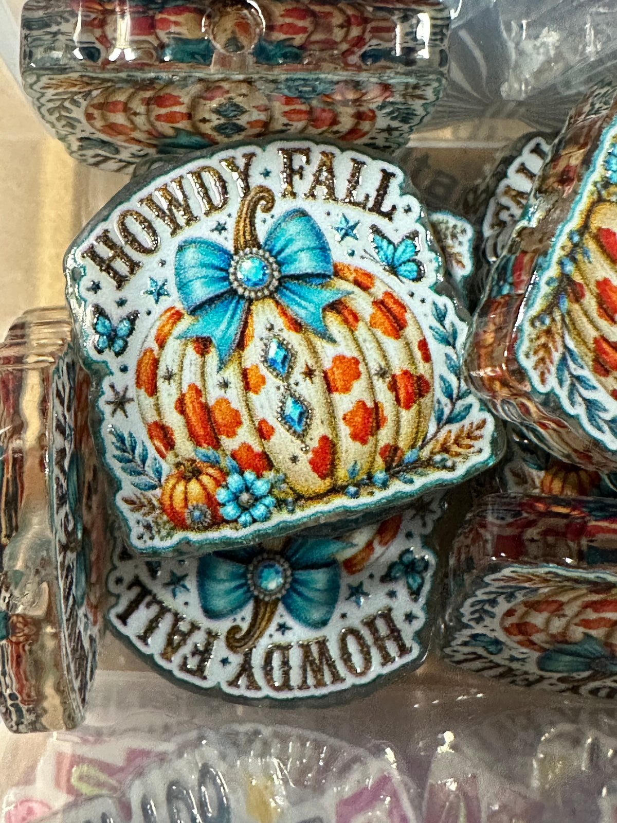 Fall pumpkin acrylic focal bead- set of 2/ focal bead/ pen beading / keychain bead/