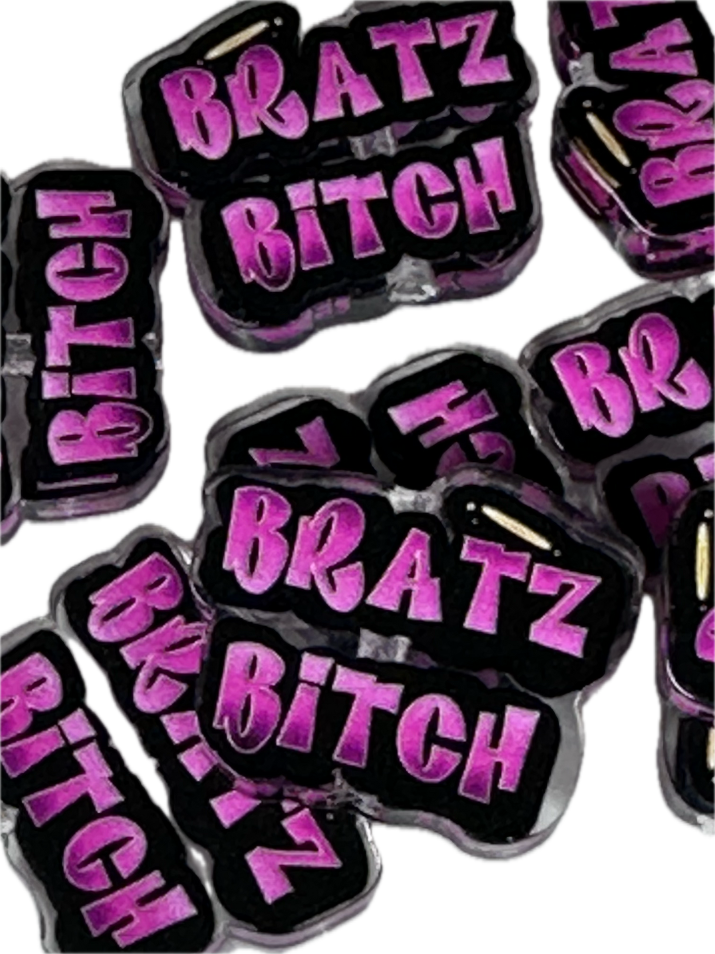 Brat acrylic focal bead- set of 2/ focal bead/ pen beading / keychain bead