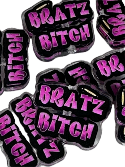 Brat acrylic focal bead- set of 2/ focal bead/ pen beading / keychain bead