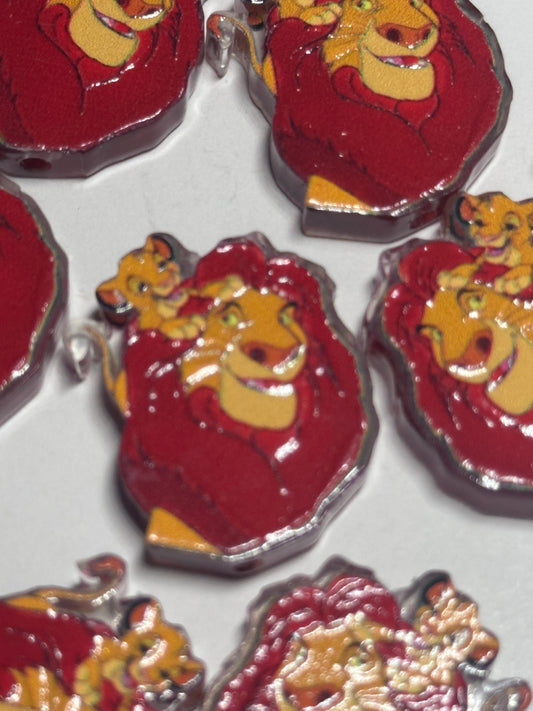 Zoo animal Lion acrylic focal bead- set of 2/ focal bead/ pen beading / keychain bead /king of the jungle
