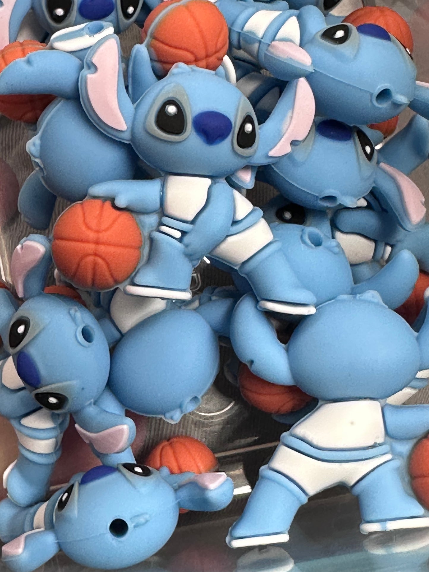 3D Blue guy playing basketball Focal Bead #2